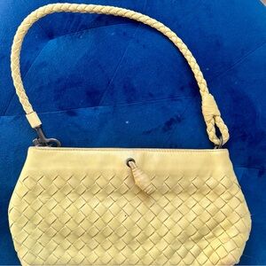 Bottega Veneta Pale Yellow Woven Leather Clutch